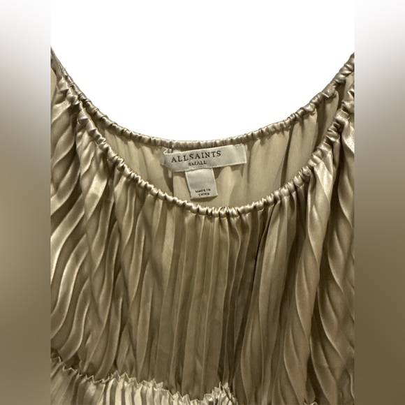 NWOT AllSaints Silvi Pleated Champagne Midi Slip Dress – Size Small - Picture 7 of 9